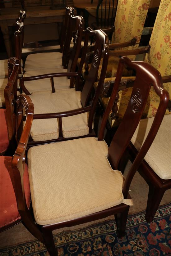 6 Hardwood Chinese chairs & carver(-)